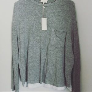 Melloday Grey/stripped long sleeve top, size large